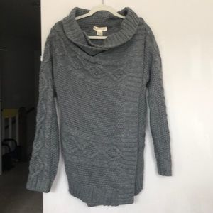 Grey tunic cowl neck sweater